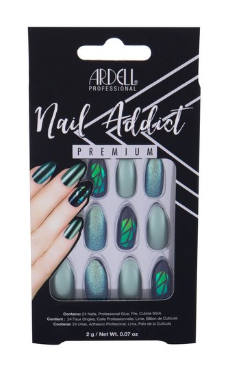 Ardell Nail Addict umělé nehty 24 ks + lepidlo na umělé nehty 2 g + pilník na nehty 1 ks + zatlačovadlo na nehty 1 ks