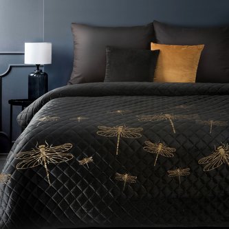 Přehoz na postel VÁŽKA 220x240 cm černá Mybesthome Přehoz na postel VÁŽKA 220x240 cm černá Mybesthome