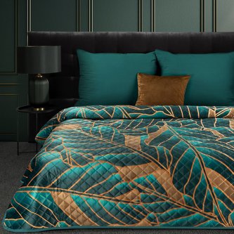 Přehoz na postel LILIANA I. tyrkysová/zlatá 170x210 cm Mybesthome Přehoz na postel LILIANA I. tyrkysová/zlatá 170x210 cm Mybesthome