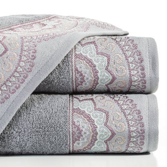 Bavlněná froté osuška s bordurou OLIVIA 70x140 cm, šedá, 450 gr Mybesthome