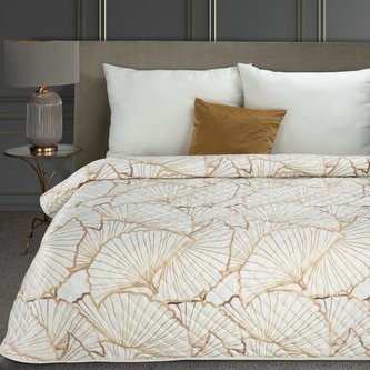 Přehoz na postel LINETT bílá/zlatá 220x240 cm Mybesthome Přehoz na postel LINETT bílá/zlatá 220x240 cm Mybesthome
