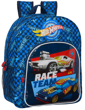 Junior dětský batoh Hot Wheels: (objem 15 litrů|38 x 32 x 12 cm) modrý polyester