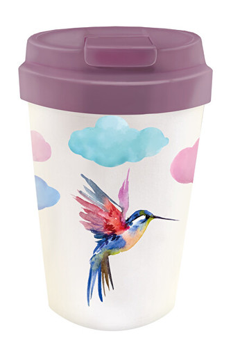 Bioloco Ekologický cestovní hrnek Watercolor bird 350 ml