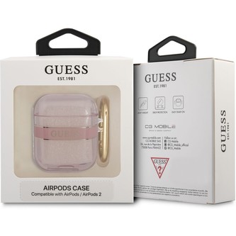 Guess TPU Printed Stripe pouzdro Airpods 1/2 růžové