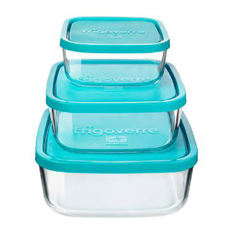 Sada dóz Bormioli Rocco, FRIGOVERRE 3 PC SET SQUAR |388550M01021990 | 3 ks, sklo | 15/19/22 cm