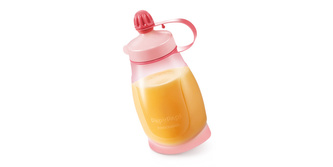 TESCOMA Pružná fľaša PAPU PAPI 200 ml, s lyžičkou, ružová