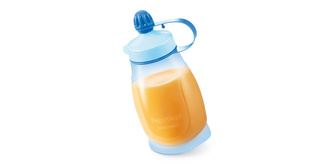 TESCOMA Pružná fľaša PAPU PAPI 200 ml, s lyžičkou, modrá