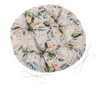 Sedák EMA kulatý prošívaný - vanilková růže - průměr 40 cm