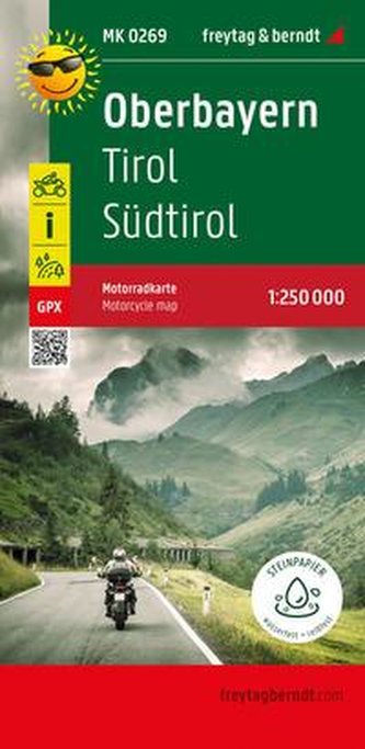 Oberbayern - Tirol - Südtirol, Motorradkarte 1:250.000, freytag & berndt