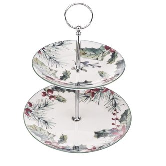 Porcelánový dvoupatrový servírovací stojan, 1/18