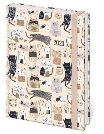 Diář 2023 A5 LYRA denní s gumičkou Cat