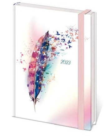 Diář 2023 B6 LYRA týdenní s gumičkou Feather