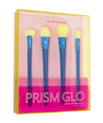 Real Techniques Prism Glo štětec na make-up Prism Glo RT 036 Skin 1 ks + štětec na konturování Prism Glo RT 047 Fan 1 ks + štětec na tvářenku Prism Glo RT 048 Blush 1 ks + štětec na rozjasňovač Prism Glo RT 049 Highlight 1 ks + ručník na odstranění make-u