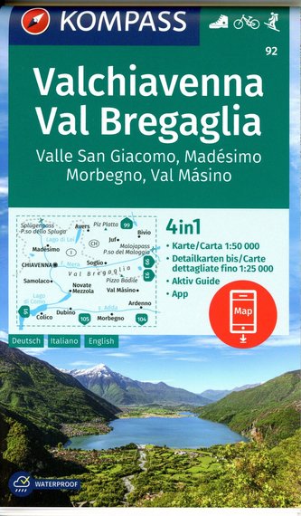 KOMPASS Wanderkarte 92 Chiavenna/Val Bregaglia 1:50.000