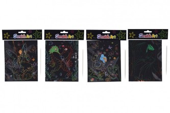 Škrabací obrázek duhový 4 listy 18x14,5cm 4 druhy, 1 balení