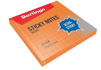 Bloczek samoprzylepny 75x75 pomarańcz kratka 80K