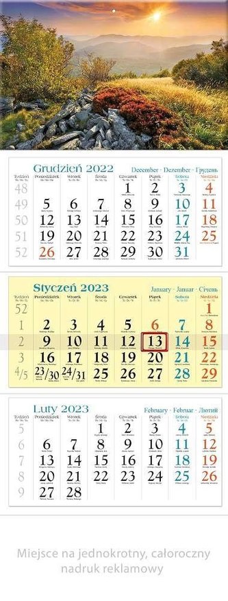Kalendarz 2023 Trójdzielny Bieszczady Kalendarz 2023 Trójdzielny Bieszczady