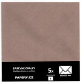 barevná obálka 155X155 HNĚDÁ RECYKLOVANÁ, 5 kusů, 100 gm2, olizová