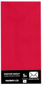 barevná obálka 110x220 ČERVENÁ SVĚTLÁ, 5 kusů, 100 gm2, olizová