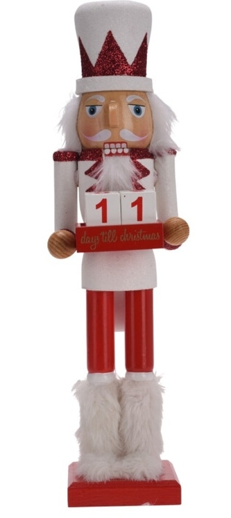 Dřevěný louskáček Voják bílý 38 cm