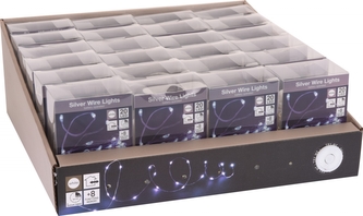 Světelný řetěz 100 cm s časovačem, 20 LED studené bílé světlo
