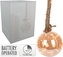 LED skleněná dekorace - koule 15 cm jantarová