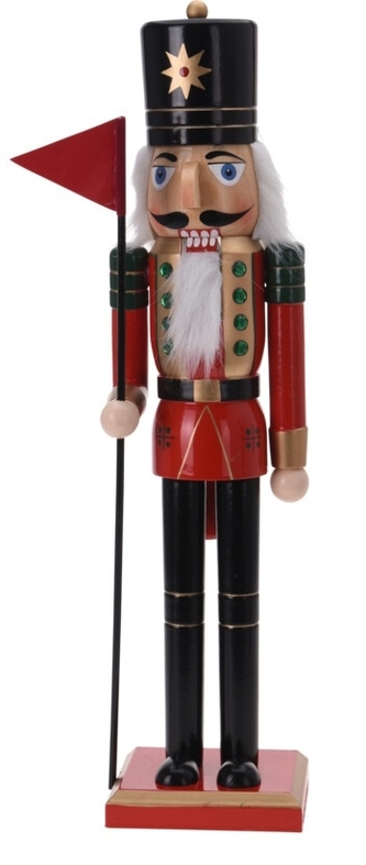 Dřevěný louskáček Voják černý 50 cm