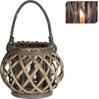 Proutěná lucerna šedá 17x21 cm