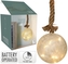 LED skleněná dekorace - koule 15 cm ledová