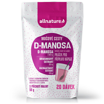 Allnature D-Manosa s brusinkovým extraktem - příchuť malina 50 g