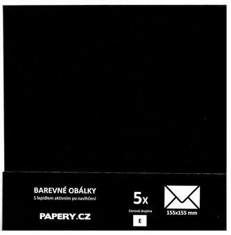 barevná obálka 155X155 ČERNÁ, 5 kusů, 100 gm2, olizová
