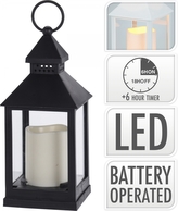 Dekorativní lucerna černá s LED svíčkou 23,5x10x10 cm