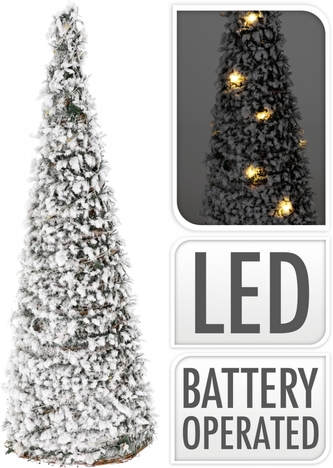 Svítící ratanový kužel s umělým chvojím 40 cm, 20 LED