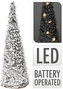 Svítící ratanový kužel s umělým chvojím 40 cm, 20 LED