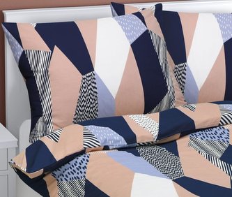 Povlečení bavlněné - modrá geometrie - 140x200, 70x90 cm