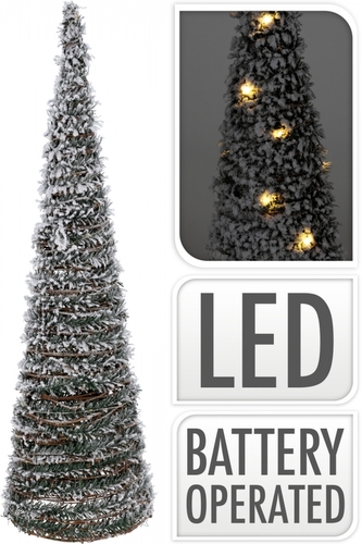 Svítící ratanový kužel s umělým chvojím 60 cm, 30 LED