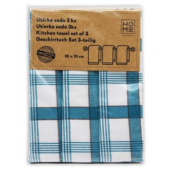 HOME ELEMENTS Set utěrek z egyptské bavlny 50*70 cm, 3 ks, Kostky modré