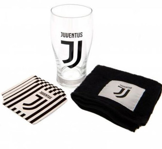 Bar set sklenice s tácky a ručníkem FC Juventus: Logo (objem 470 ml )