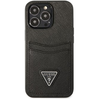 Guess Saffiano Double Card kryt iPhone 13 Pro černý