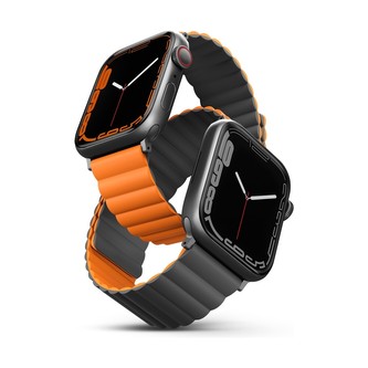 UNIQ Revix oboustranný řemínek pro Apple Watch 45/44/42mm Charcoal (šedý/oranžový)