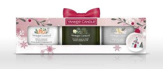 YANKEE CANDLE Dárková sada 3 ks votivních svíček 49g / White Spruce&Grapefruit, Silver Sage&Pine, Smoked Vanilla&Cashmere;