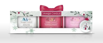 YANKEE CANDLE Darčeková sada 3 ks votívnych sviečok 49g / Snow Globe Wonderland, Snowflake Kisses, Peppermint Pinwheels