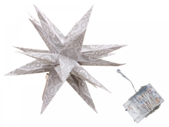 LED hvězda stříbrná 18 cm