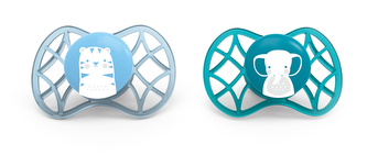 Fyziologické dudlíky Explorer 0m+ 2ks, Blue