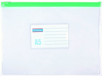 Obálka s plastovým zipsom A5 PVC, transparentná