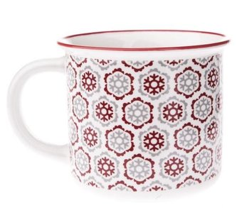 Hrnek porcelánový - vločky červenošedé 370 ml