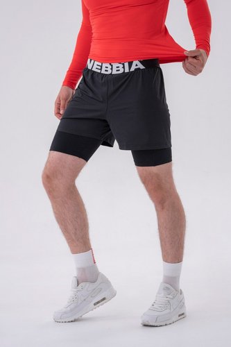 Pánské šortky Double-Layer Black - NEBBIA - Velikost: L