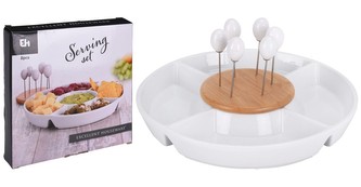 Servírovací tanier na pochutiny a dipy porcelán
