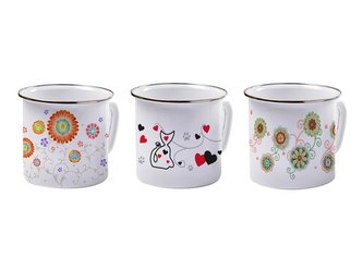 HRNEK SMALTOVANÝ S DEKOREM, 12 CM/1100 ML