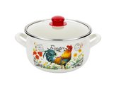 HRNEC SMALTOVANÝ PYZA S POKLIČKOU 18CM 3L KOGUCIK